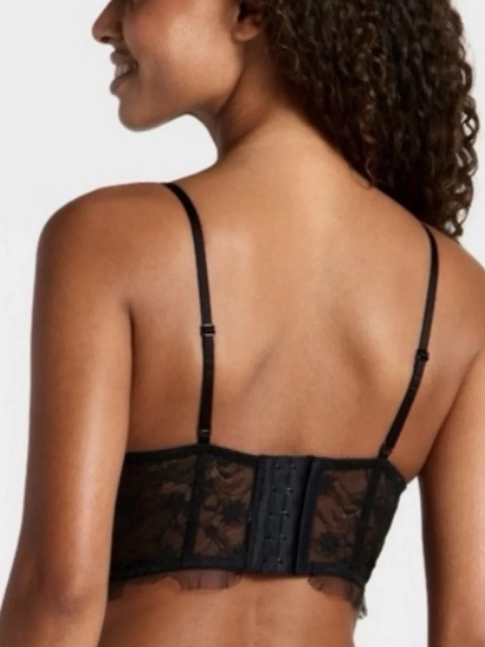 Black Sequin Lace Corset Crop Top w/ Lace Trim & sequin bottom brief NWT XS M L - Picture 5 of 10